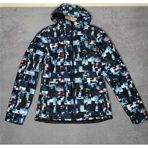 The North Face Thermoball Jacket Blue Glitch Geometric Puffer Womens XS Gorpcore